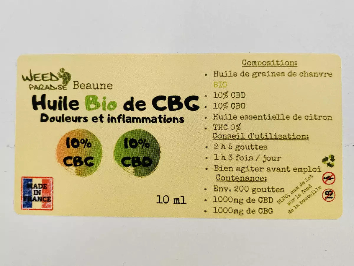 HUILE 10% CBG 10% CBD BROAD SPECTRUM